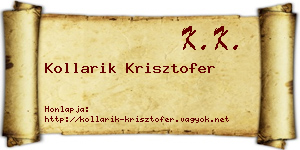 Kollarik Krisztofer névjegykártya